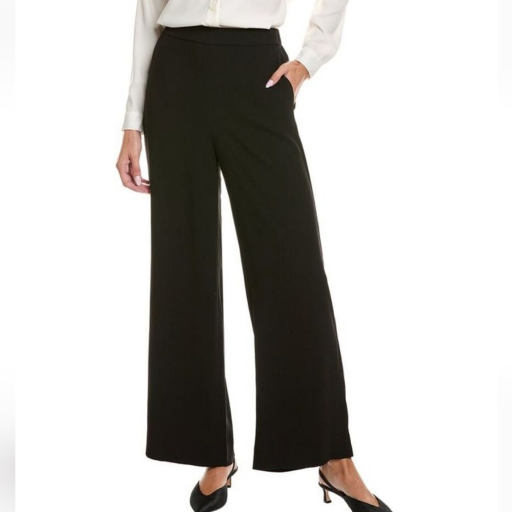 ST. JOHN dark grey flat front wide leg pant 6